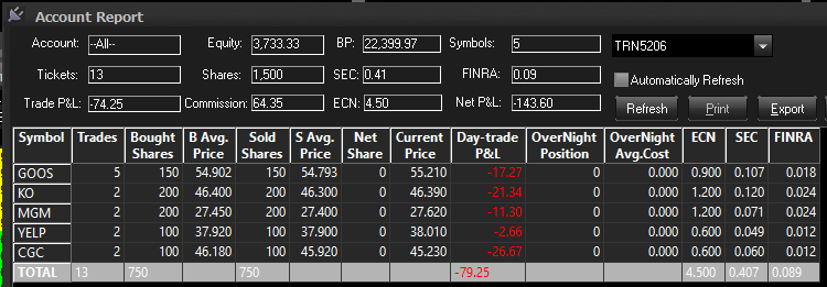 Journal / Growing a small account (Sim Trades) - Day Trading